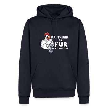 Masthuhn für Wachstum Bodybuilding - Männer Premium Bio Hoodie - Navy - Vorne - Nico (187cm)