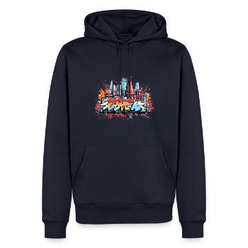 Urban Graffiti Abstrait Street Art Vêtements - Sweat à capuche Premium bio Homme - bleu marine - Devant - Nico (187cm)