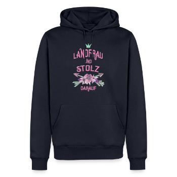 Landfrau und stolz darauf - Männer Premium Bio Hoodie - Navy - Vorne - Nico (187cm)