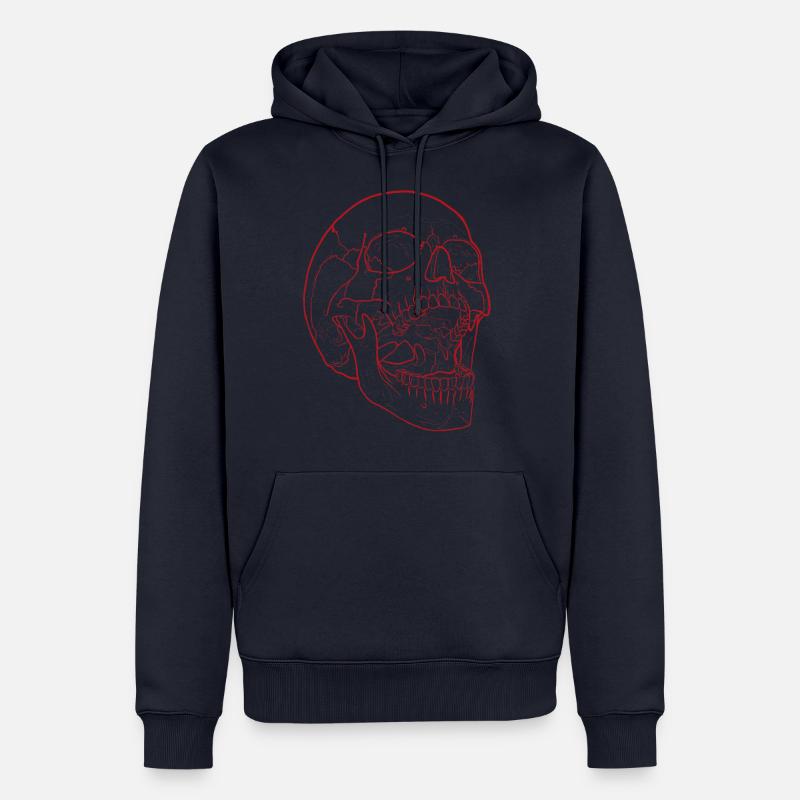 Silent Fall - Crâne en rouge - Sweat à capuche Premium bio Homme - bleu marine