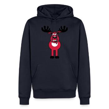 Caractère cerf Rudolph 3c drôle de bande dessinée - Sweat à capuche Premium bio Homme - bleu marine - Devant - Nico (187cm)