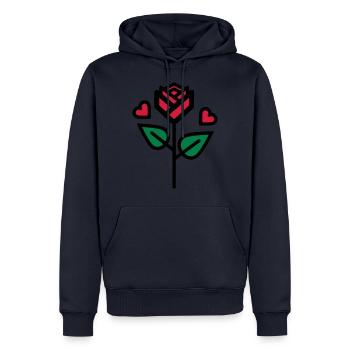 Valentinstag Rose mit Herz - Männer Premium Bio Hoodie - Navy - Vorne - Nico (187cm)