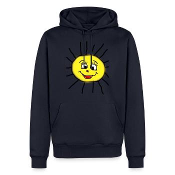 Lustige Sonne - Männer Premium Bio Hoodie - Navy - Vorne - Nico (187cm)