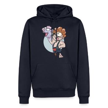 Pig-Hand - Männer Premium Bio Hoodie - Navy - Vorne - Nico (187cm)