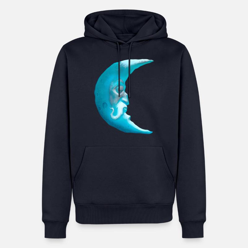 moonface - Sweat à capuche Premium bio Homme - bleu marine