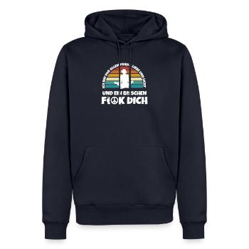 Ich Bin Größtenteils Frieden Liebe Und Licht - Männer Premium Bio Hoodie - Navy - Vorne - Nico (187cm)