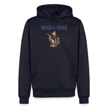 WARintheZONE - Sweat à capuche Premium bio Homme - bleu marine - Devant - Nico (187cm)