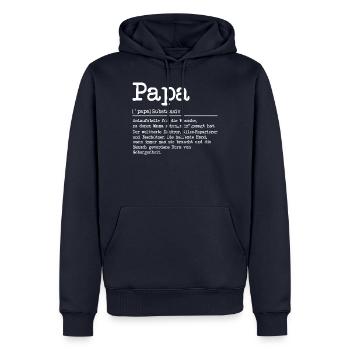 Papa Substantiv Anaufstelle für die Wünsche bei de - Männer Premium Bio Hoodie - Navy - Vorne - Nico (187cm)