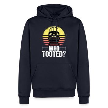 Funny Train Railway Locomotive Steam Model - Men’s Premium Organic Hoodie - navy - Front - Nico (187cm)