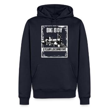 Funny Train Railway Locomotive Steam Model - Men’s Premium Organic Hoodie - navy - Front - Nico (187cm)