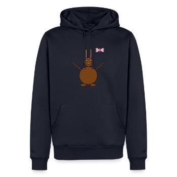 Brown Rabbit & Pink/Blue Butterfly - Men’s Premium Organic Hoodie - navy - Front - Nico (187cm)
