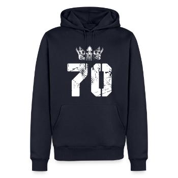 70 Number crown - Men’s Premium Organic Hoodie - navy - Front - Nico (187cm)