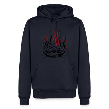 Grill Flame Meat Bbq - Sweat à capuche Premium bio Homme - bleu marine - Devant - Nico (187cm)