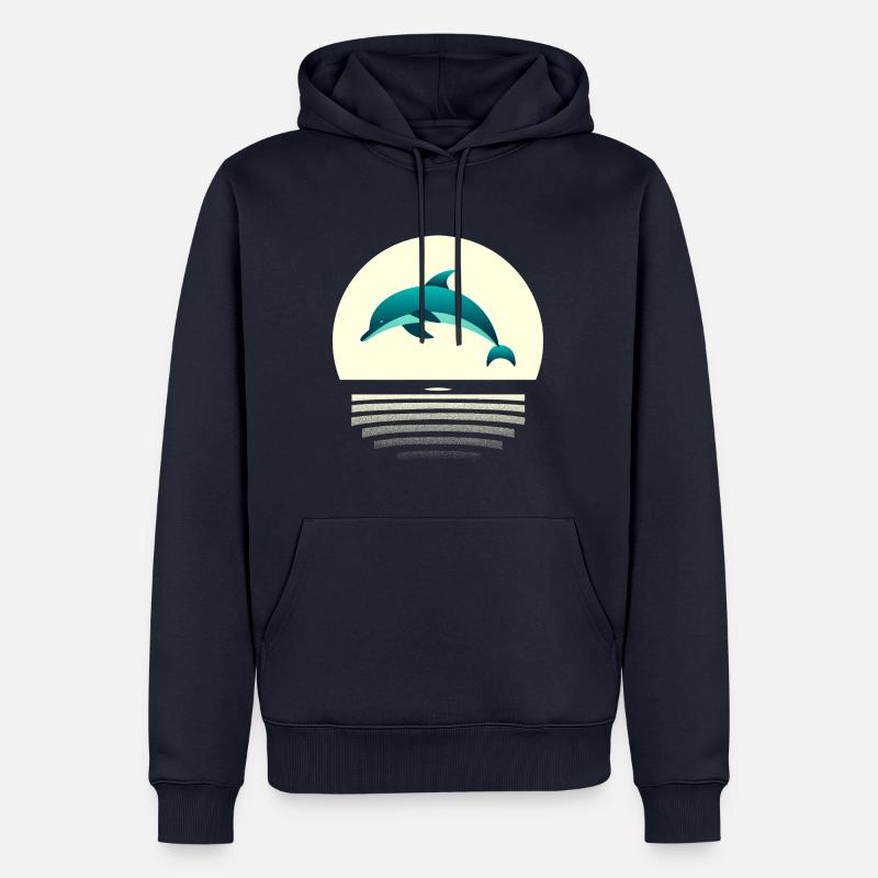 Dauphin dans le saut - Sweat à capuche Premium bio Homme - bleu marine