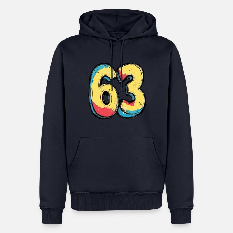 63 Zahl Comic - Männer Premium Bio Hoodie - Navy