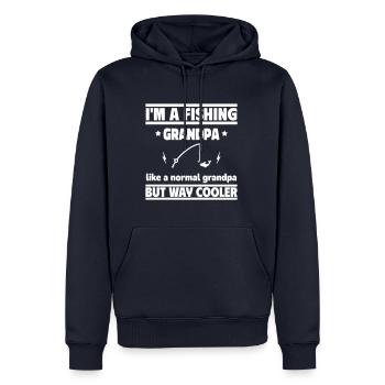 Je suis un grand-père pêcheur - Sweat à capuche Premium bio Homme - bleu marine - Devant - Nico (187cm)