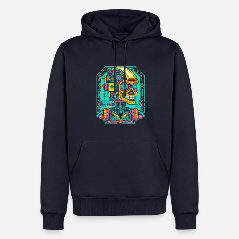 Robot IA Cyberpunk - Sweat à capuche Premium bio Homme - bleu marine