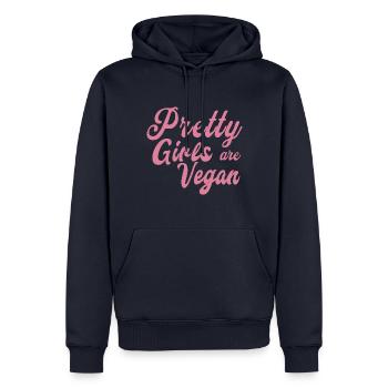 Pretty Girls are Vegan - Männer Premium Bio Hoodie - Navy - Vorne - Nico (187cm)