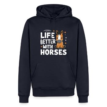 Pferd Pferde Reiten Pferdereiten Sprungreiten - Männer Premium Bio Hoodie - Navy - Vorne - Nico (187cm)