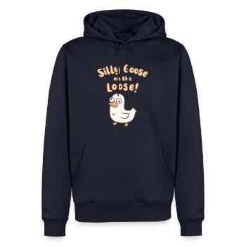 Mignon Oie Silly Goose Sur Le Lâche Drôle - Sweat à capuche Premium bio Homme - bleu marine - Devant - Nico (187cm)