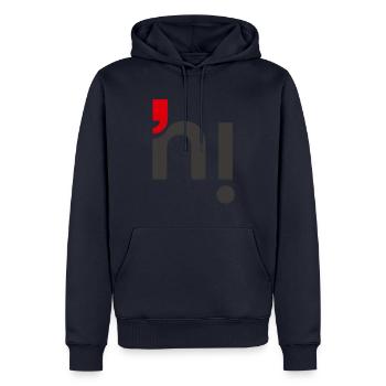 Hi - Männer Premium Bio Hoodie - Navy - Vorne - Nico (187cm)
