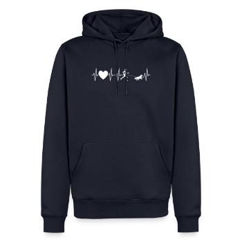 Battement de coeur cross-country - Canicross - Chien - Sweat à capuche Premium bio Homme - bleu marine - Devant - Nico (187cm)