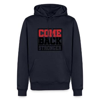 Farben änderbar | Come Back Stronger - Männer Premium Bio Hoodie - Navy - Vorne - Nico (187cm)