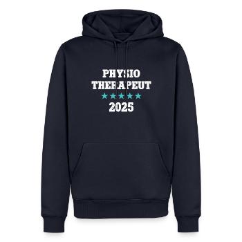 Physiotherapie Ausbildung Physio Therapeut 2025 - Männer Premium Bio Hoodie - Navy - Vorne - Nico (187cm)