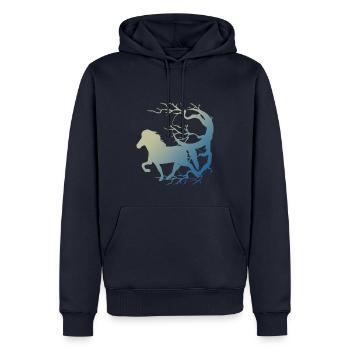 Icelandic Horse: Icelandic Horse Horse Pony Merch - Men’s Premium Organic Hoodie - navy - Front - Nico (187cm)
