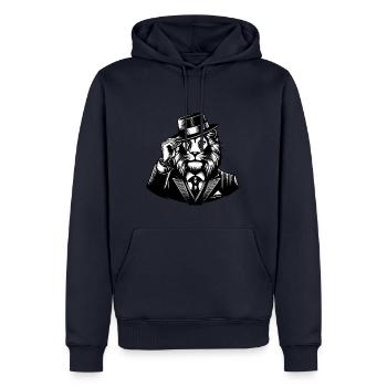 Noble Lion - Sweat à capuche Premium bio Homme - bleu marine - Devant - Nico (187cm)