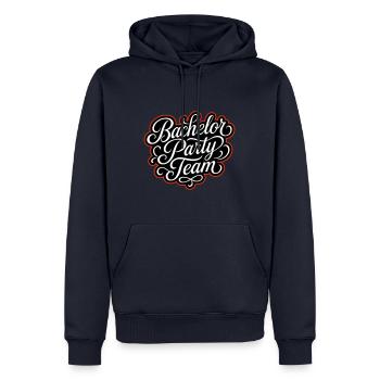 Bachelor Party Team - Männer Premium Bio Hoodie - Navy - Vorne - Nico (187cm)
