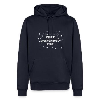 Eisenbahner Spruch Eisenbahn Lokführer Geschenk - Männer Premium Bio Hoodie - Navy - Vorne - Nico (187cm)