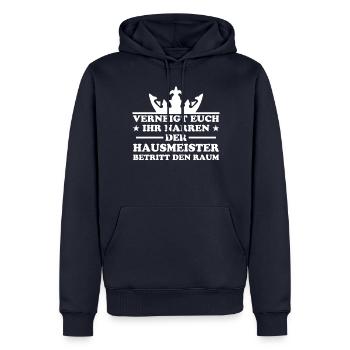 Hausmeister Lustiger Spruch Hausverwalter Geschenk - Männer Premium Bio Hoodie - Navy - Vorne - Nico (187cm)