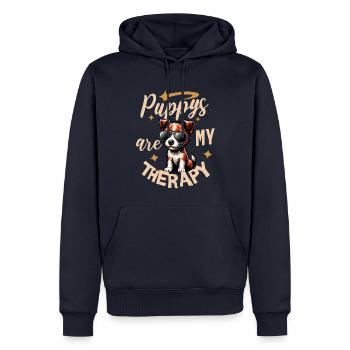 Unique Fox Terrier Design - Sweat à capuche Premium bio Homme - bleu marine - Devant - Nico (187cm)