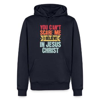 Retro Christian Don't Fear Me - Men’s Premium Organic Hoodie - navy - Front - Nico (187cm)