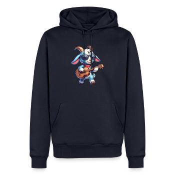 Chèvre jouant de la conception de bande de guitare - Sweat à capuche Premium bio Homme - bleu marine - Devant - Nico (187cm)