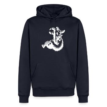 Ziege Bauernhof Klarinettist Silhouette Design - Männer Premium Bio Hoodie - Navy - Vorne - Nico (187cm)