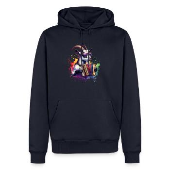 Chèvre jouant de l’accordéon conception de musique - Sweat à capuche Premium bio Homme - bleu marine - Devant - Nico (187cm)