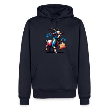 Shopping Ziegen Queen Design - Männer Premium Bio Hoodie - Navy - Vorne - Nico (187cm)