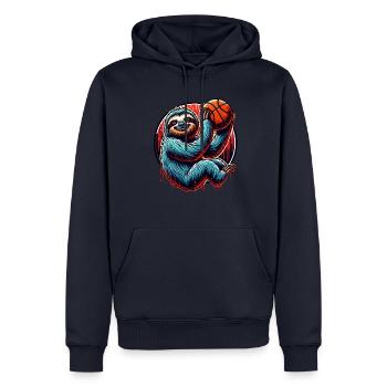 Lustiger Basketball Faultier Spieler - Männer Premium Bio Hoodie - Navy - Vorne - Nico (187cm)