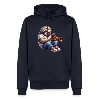 Conception musicale de trompettiste paresseux cool - Sweat à capuche Premium bio Homme - bleu marine - Devant - Nico (187cm)