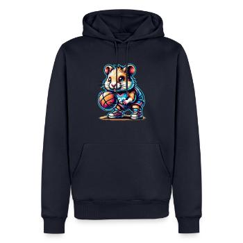 Équipe de joueurs de hamster de basket-ball cool - Sweat à capuche Premium bio Homme - bleu marine - Devant - Nico (187cm)