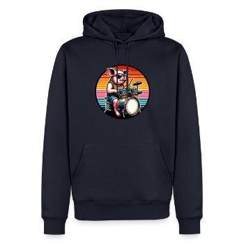Pig Drums Drummer Music Band - Sweat à capuche Premium bio Homme - bleu marine - Devant - Nico (187cm)