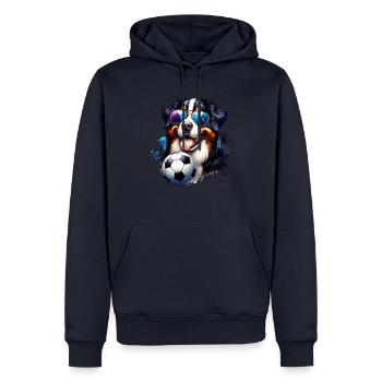 Bernhardiner Fußballspieler Fan Champion Ball - Männer Premium Bio Hoodie - Navy - Vorne - Nico (187cm)