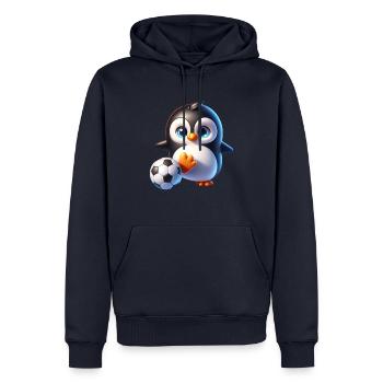 Niedlicher Pinguin Fußball Spieler Champion Fan - Männer Premium Bio Hoodie - Navy - Vorne - Nico (187cm)
