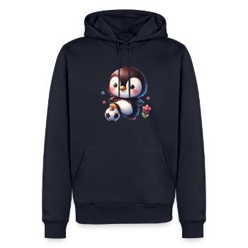 Pinguin Vogel Fußballspieler Ball Champion Fan - Männer Premium Bio Hoodie - Navy - Vorne - Nico (187cm)