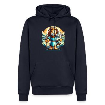 Christliche Kleidung Löwe Und Lamm Engel - Männer Premium Bio Hoodie - Navy - Vorne - Nico (187cm)