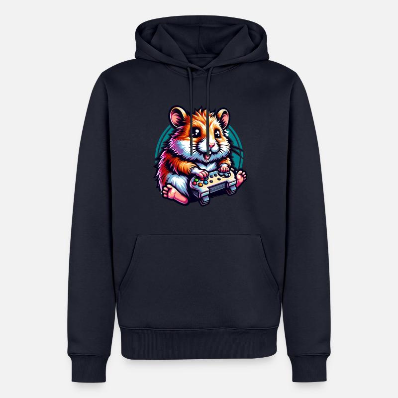 Hamster Mit Videospiel-Controller Illustration - Männer Premium Bio Hoodie - Navy