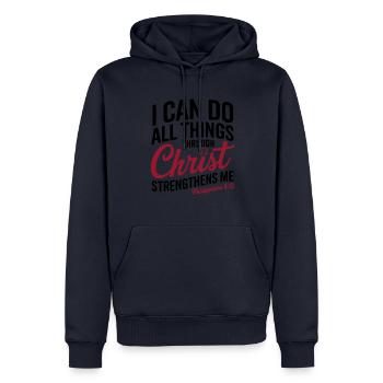 I can do everything through Christ Baseball Philippians - Men’s Premium Organic Hoodie - navy - Front - Nico (187cm)