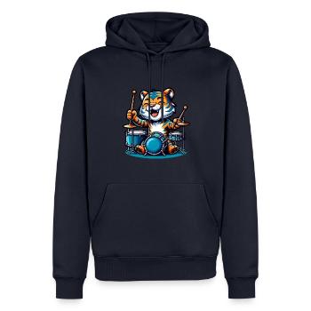 Global - Noir sans Japon Modèle - Sweat à capuche Premium bio Homme - bleu marine - Devant - Nico (187cm)